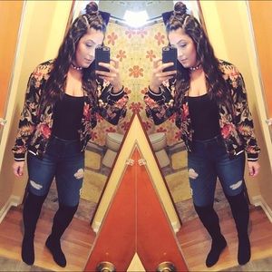 Charlotte Russe Floral Bomber Jacket